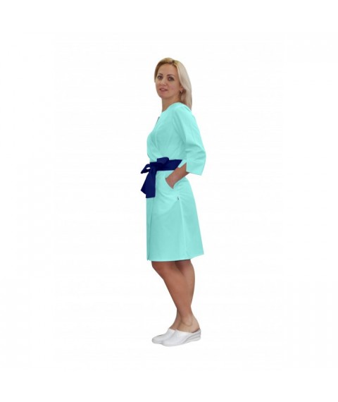 Медичний жіночий халат Верона М'ятний/Темно-синій