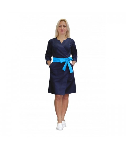 Women's medical gown Verona dark blue/blue