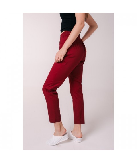 Women's medical pants 7/8, Burgundy 42