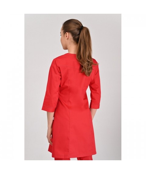 Women's medical gown California Red - dark gray stitching, 3/4