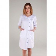 Medical gown Siena White - stitching Dark blue 3/4