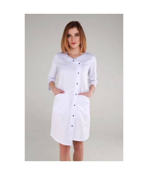 Medical gown Siena White - stitching Dark blue 3/4 42
