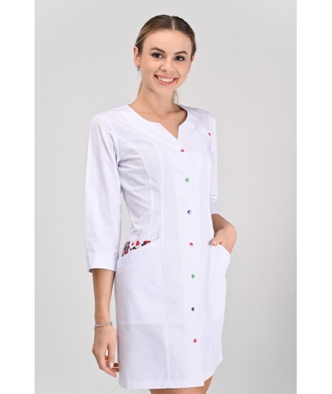 Women's medical gown Varna White-color print 3/4 42