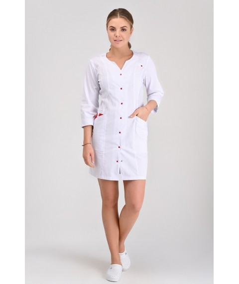 Medical women's robe Varna White-chervoniy 3/4, 42 rub.