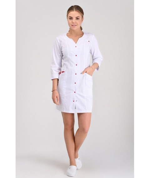 Medical women's robe Varna White-chervoniy 3/4, 44 rub.