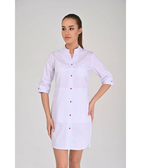 Women's medical gown Nevada White-red, 3/4 54