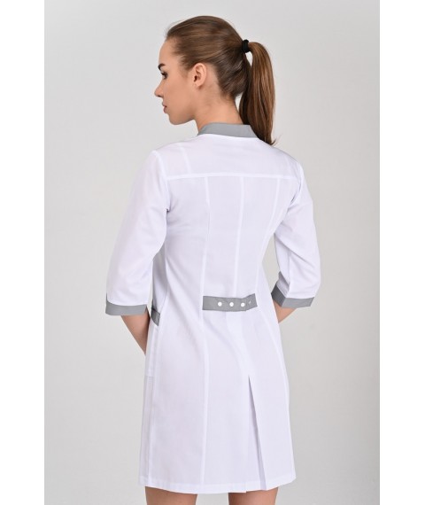 Women's medical gown Montana White/Light gray 3/4 44