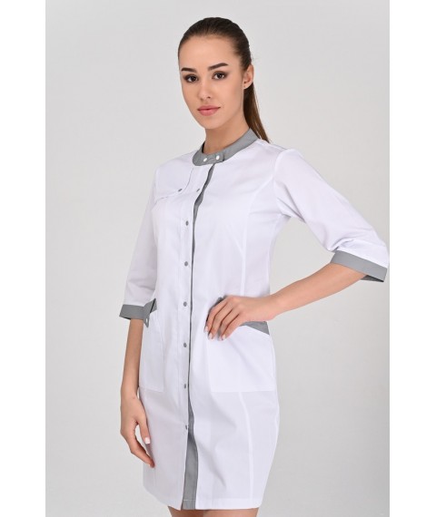 Women's medical gown Montana White/Light gray 3/4 52