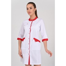 Women's medical gown Montana White-red 3/4 50