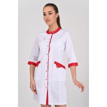 Women's medical gown Montana White-red 3/4 64