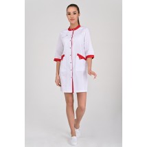 Women's medical gown Montana White-red 3/4 64