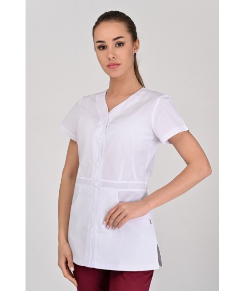 Medical jacket Alanya (button) White, Short Sleeve 42