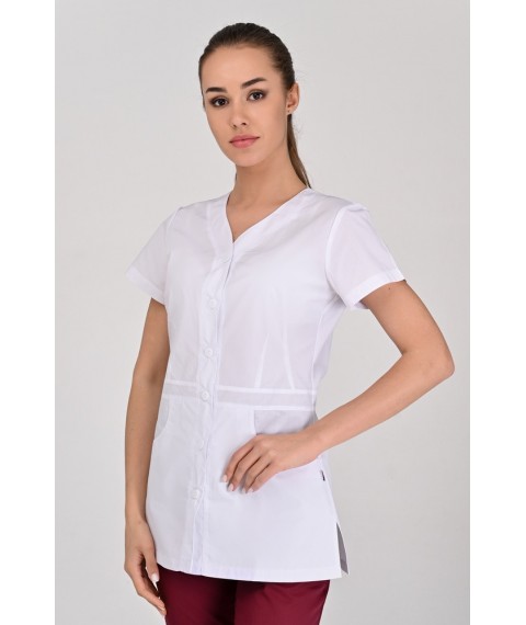 Medical jacket Alanya (button) White, Short Sleeve 46