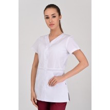 Медична куртка Аланья (ґудзик) Біла, Короткий рукав, 48