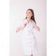 Medical gown Arizona, White (red button) 3/4 66