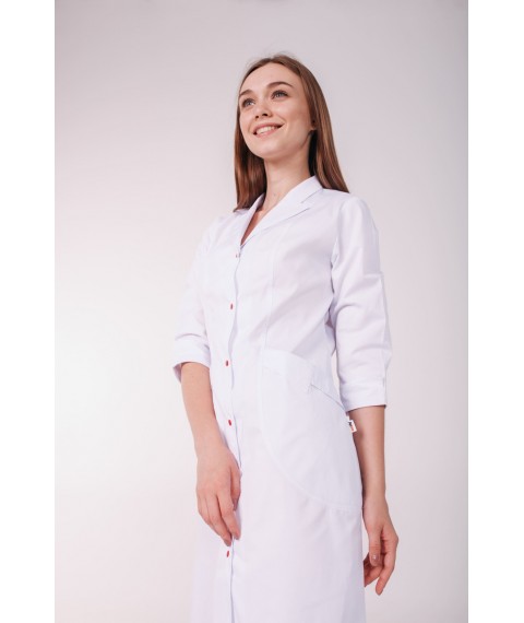 Medical gown Arizona White (red button) 3/4 50