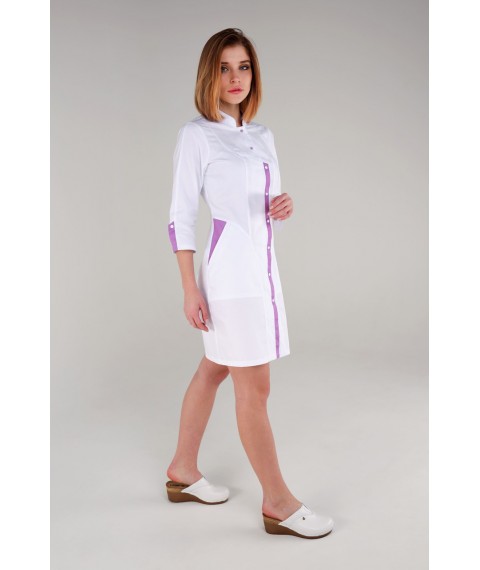 Medical gown Virginia, White-lavender 3/4 46