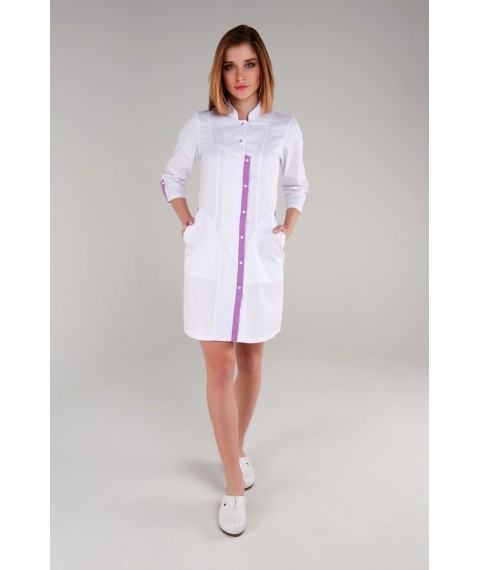 Medical gown Virginia, White-lavender 3/4 46