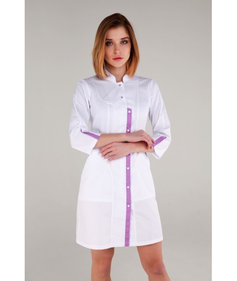 Medical gown Virginia, White-lavender 3/4 64