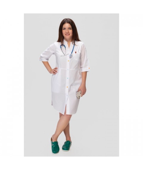 Thin medical gown Sicily White (colored button) 56