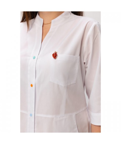 Thin medical gown Sicily White (colored button) 60