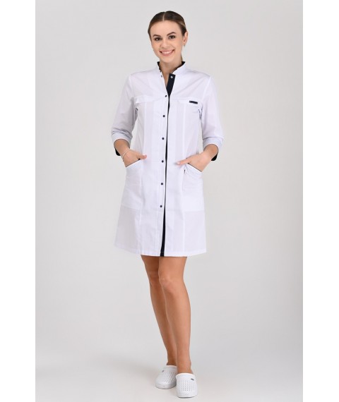 Women's medical gown Beijing White/dark blue 3/4 42