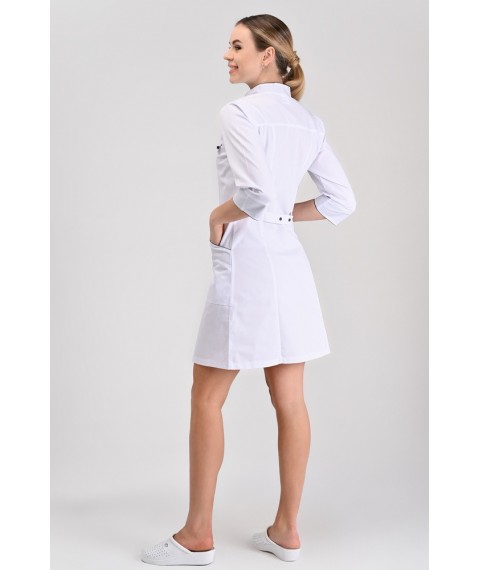 Women's medical gown Beijing White/dark blue 3/4 56