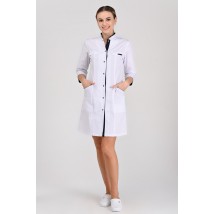 Women's medical gown Beijing White/dark blue 3/4 60