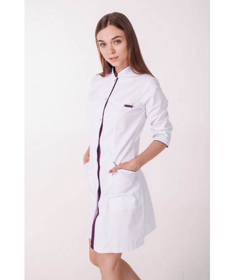 Medical gown Beijing White-violet 3/4, 42 rub.