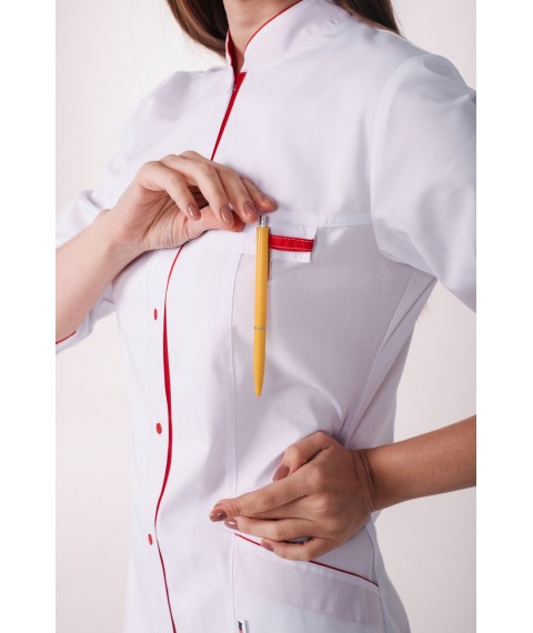 Women's medical gown Beijing White-red 3/4 42