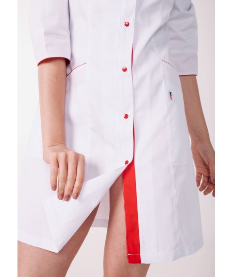 Women's medical gown Beijing White-red 3/4 46