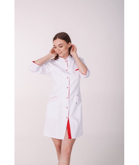 Women's medical gown Beijing White-red 3/4 62