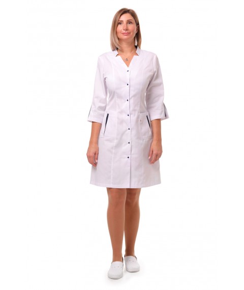 Medical gown Genoa White-dark blue 3/4 44