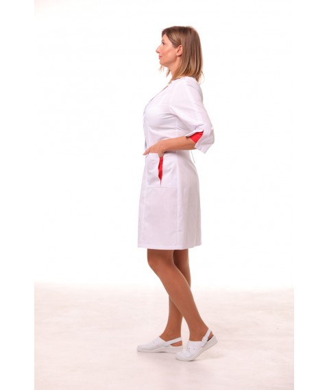 Medical gown Genoa White-red 3/4 44