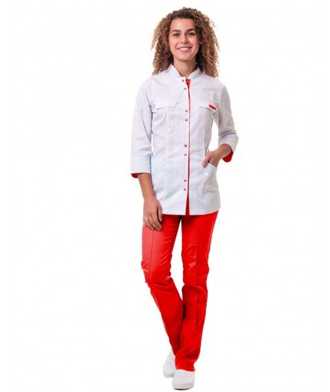 Медичний костюм Пекін, Білий-червоний, 64 р.