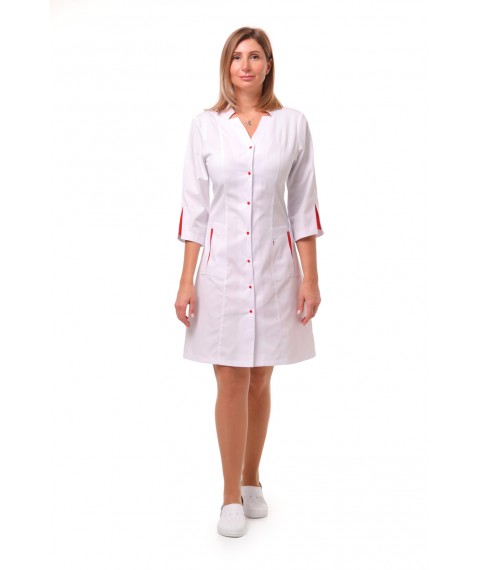 Medical gown Genoa White-red 3/4 56