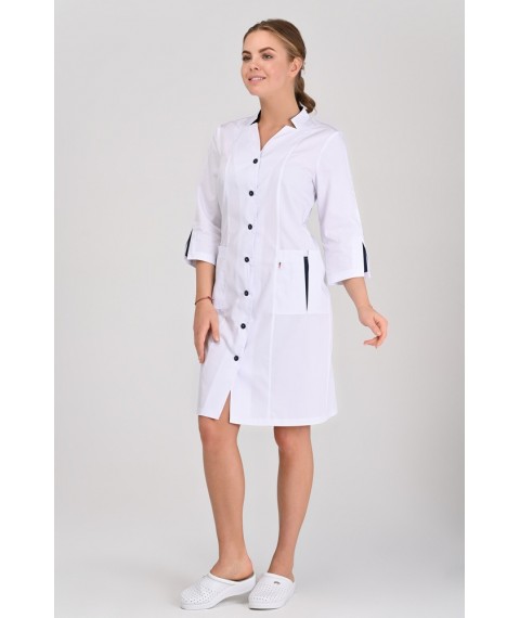 Medical gown Genoa White/Dark blue (button) 50