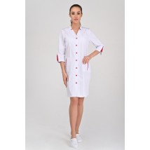 Medical gown Genoa White-red 3/4 (red button) 44