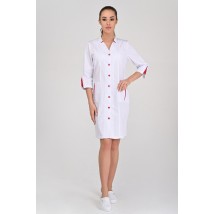 Medical gown Genoa White-red 3/4 (red button) 56