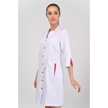 Medical gown Genoa White-red 3/4 (red button) 58