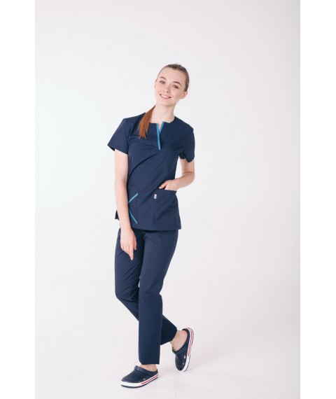 Medical suit Turin, Dark blue/Sky 48
