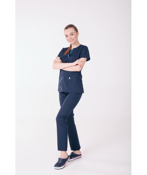 Medical suit Turin, Dark blue/Sky 54