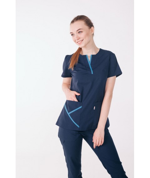 Medical suit Turin, Dark blue/Sky 56