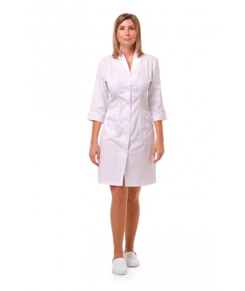 Medical gown Arizona, White (white button) 3/4 58