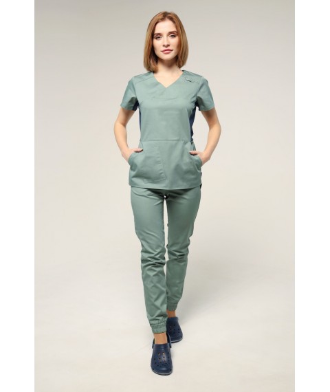 Medical suit Celeste Olive/dark blue, Short sleeve 44