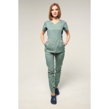 Medical suit Celeste Olive/dark blue, Short sleeve 48