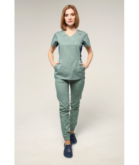 Medical suit Celeste Olive/dark blue, Short sleeve 48