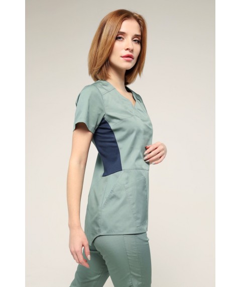 Medical suit Celeste Olive/dark blue, Short sleeve 48