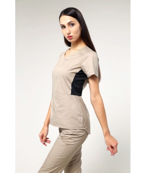 Medical suit Celeste Dark cappuccino-black, Short sleeve 42