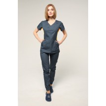 Medical suit Celeste Dark grey/yellow, Short sleeve 42